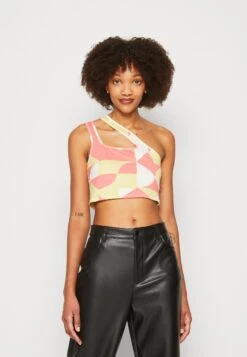 Noisy May Cross Neck Crop - Débardeur - Eggnog/Pale Lime Yellow/Sun Kissed Coral