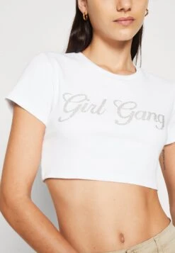 Noisy May Nmmingel Super Cropped - T-Shirt Imprimé - Bright White -Noisy May 1523db06f6c748b7a0e0824a9df65621