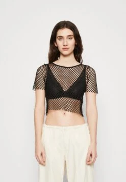 Noisy May Nmnetti O Neck Crop - T-Shirt Imprimé - Black