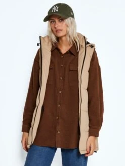 Noisy May Vestes Sans Manches Gilet Aurora Femme Beige -Noisy May 32f5604a9ab5157ae36a15f784dfaa1e