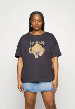 Nmida Deef Leopard O Neck Top Curve - T-Shirt Imprimé - Obsidian/Def Leppard