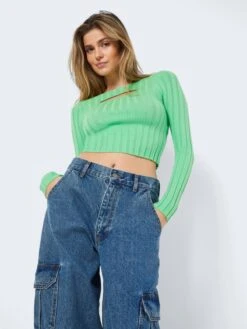 Noisy May Pulls Maille Fine Pull-over FREY Femme Vert Clair -Noisy May 5b7f0a80bbee77744733c5b6e6ac98e4