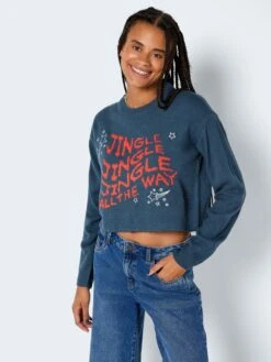 Noisy May Pulls Maille Fine Pull-over Jingle Femme Bleu -Noisy May 66213d4dcdde876464b2e46b3318883a