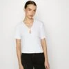 Noisy May Maya O Neck Cutout Noos - T-Shirt Imprimé - Bright White