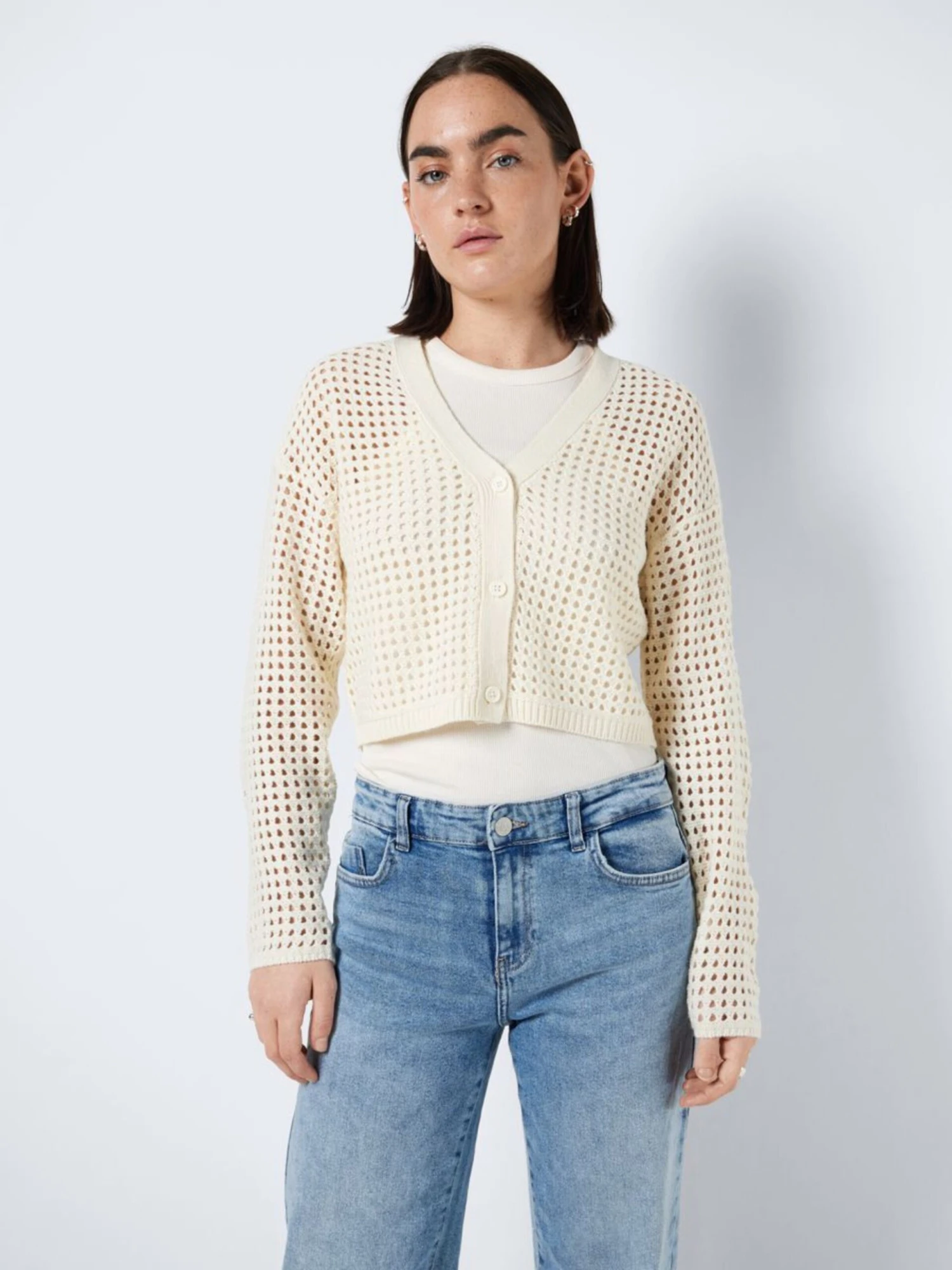 Noisy May Gilets Cardigan Hope Femme Blanc 2 Noisy May Gilets Cardigan Hope Femme Blanc – Image 2