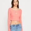 Noisy May Nmmaya Heart Cut Out - T-Shirt À Manches Longues - Sunkissed Coral