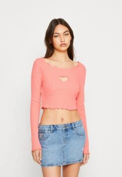 Noisy May Nmmaya Heart Cut Out - T-Shirt À Manches Longues - Sunkissed Coral