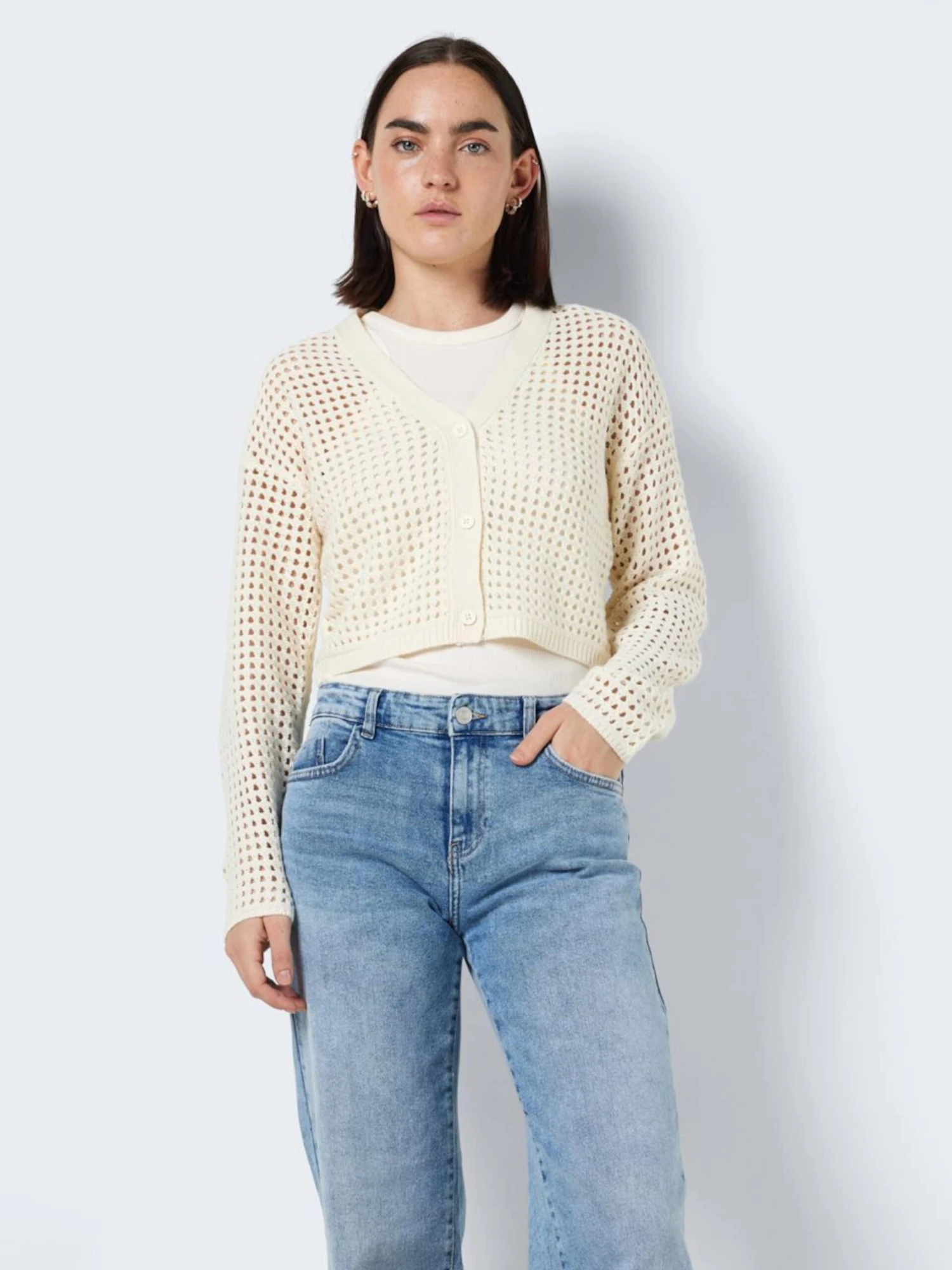 Noisy May Gilets Cardigan Hope Femme Blanc 3 Noisy May Gilets Cardigan Hope Femme Blanc – Image 3