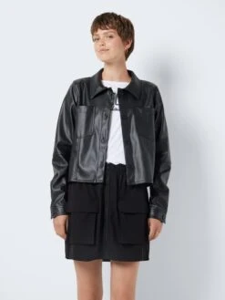 Noisy May Vestes En Cuir Veste Mi-saison MARIN Femme Noir -Noisy May 87c0a2a9440f9429820d183d1d44f542