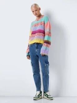 Noisy May Pulls Maille Fine Pull-over DAXY Femme Jaune / Violet Clair -Noisy May 8e929c910b8221cdd49b65bcef72bc91