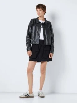 Noisy May Vestes En Cuir Veste Mi-saison MARIN Femme Noir -Noisy May 9a9e1c6ae4041471bb2dcfc0f52194ec