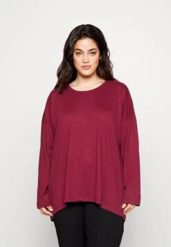 Nmmathilde O Neck High Low Curve - T-Shirt À Manches Longues - Burgundy