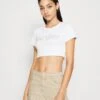Noisy May Nmmingel Super Cropped - T-Shirt Imprimé - Bright White