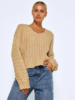 Noisy May Pulls Maille Fine Pull-over STEVE Femme Sable -Noisy May c4da35477680ead149d8ceb85df3e8d0