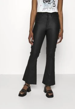 Noisy May Petite Nmsallie Hw Flare Coated Pants Petite - Pantalon Classique - Black