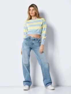 Noisy May Pulls Maille Fine Pull-over Zoe Femme Bleu Clair -Noisy May cd043f0153eb854034ccb6d9953b16ed