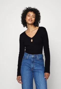 Noisy May Nmmaya Vneck Keyhole - T-Shirt À Manches Longues - Black