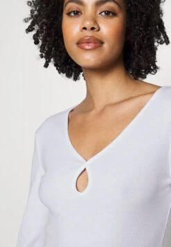 Noisy May Nmmaya Vneck Keyhole - T-Shirt À Manches Longues - Bright White -Noisy May d39ee30b4b8e40fb91208d1b416ce297