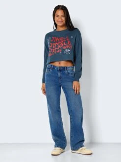 Noisy May Pulls Maille Fine Pull-over Jingle Femme Bleu -Noisy May d6eb9e60259de2978f96fc040c9dd9ec