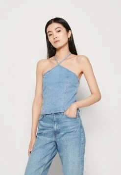 Noisy May Nicky Halterneck - Débardeur - Light Blue Denim