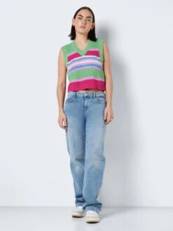 Noisy May Pulls Maille Fine Pull-over BARLEY Femme Vert Clair -Noisy May f059a503647673ad7b6711ceb0855a50