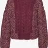 Noisy May Pulls Maille Fine Pull-over Lori Femme Lie De Vin