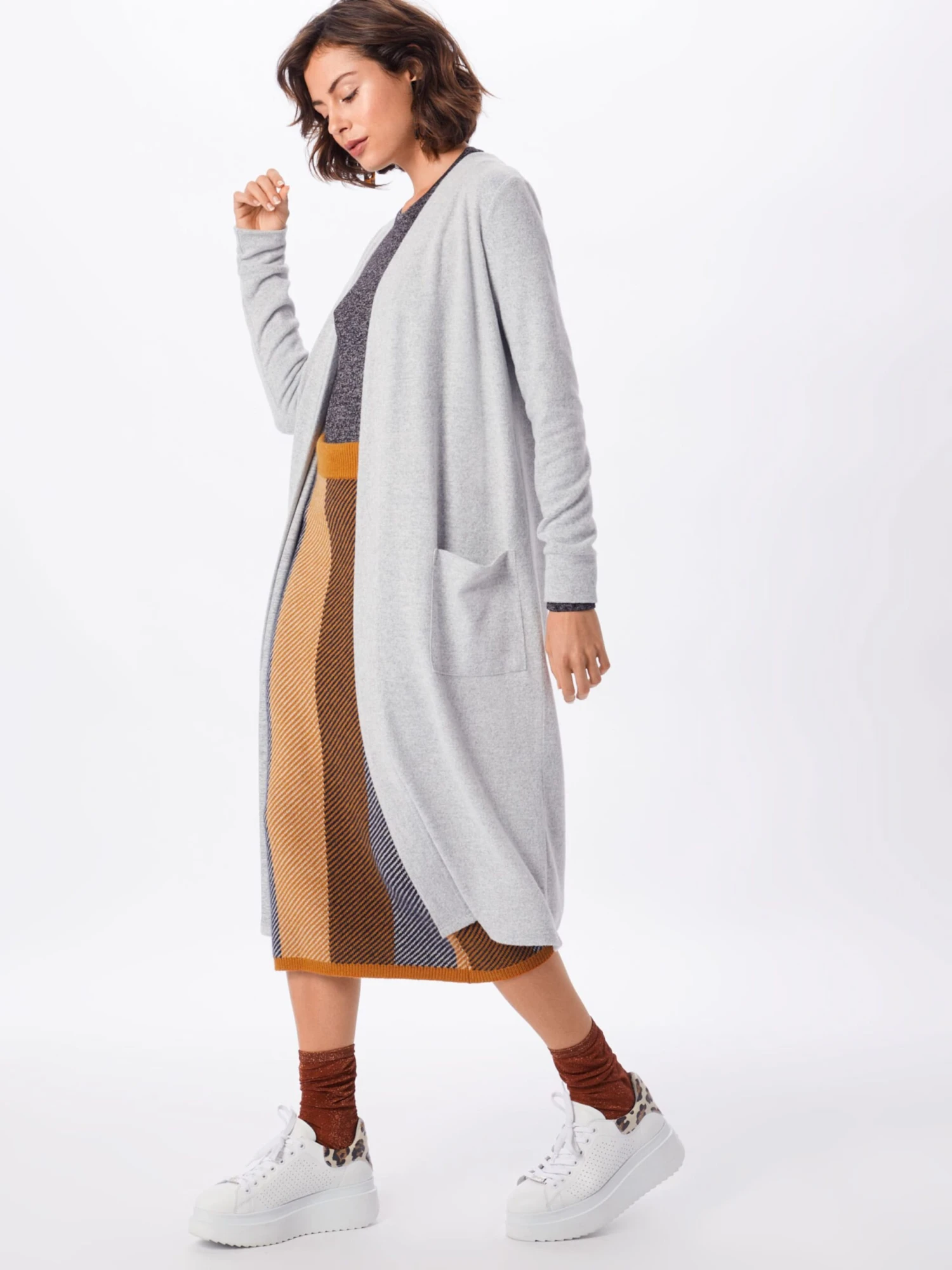 Noisy May Gilets Cardigan City Femme Gris Clair / Gris Chiné 3 Noisy May Gilets Cardigan City Femme Gris Clair / Gris Chiné – Image 3