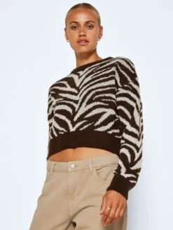 Noisy May Pulls Maille Fine Pull-over Anni Femme Chocolat -Noisy May fc2ad443281718a281d73da21d58ad86